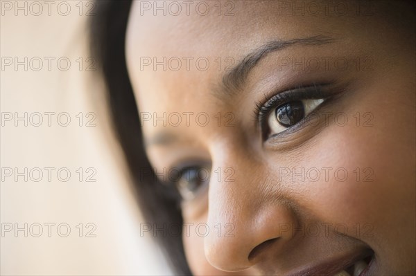Close up of African American woman's eyes