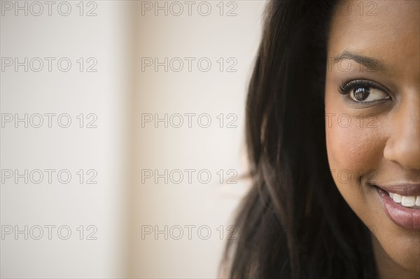 Close up of African American woman's face