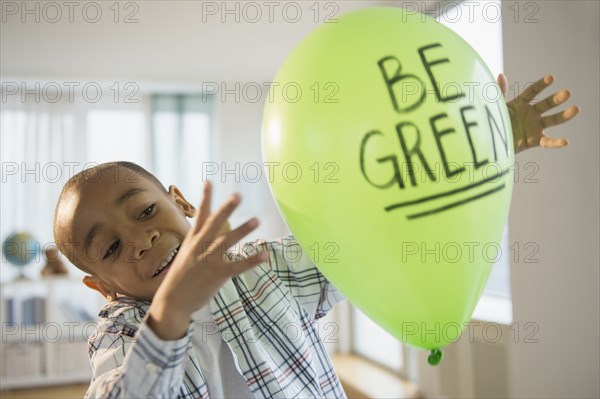 African American boy playing with