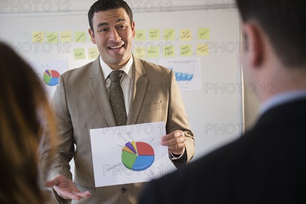 Businessman using graph in meeting