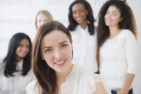 Woman smiling with friends