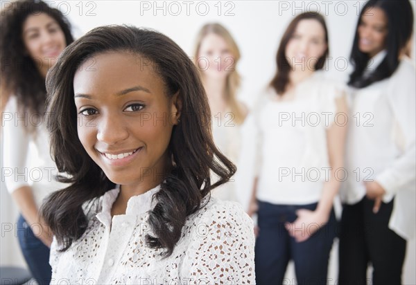 Woman smiling with friends