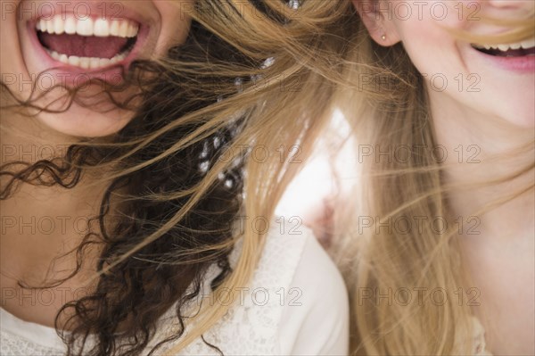 Close up of women's hair blowing in wind