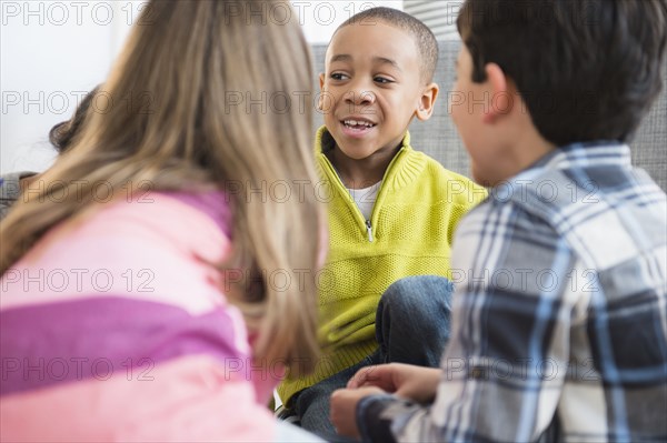 Children talking in living room