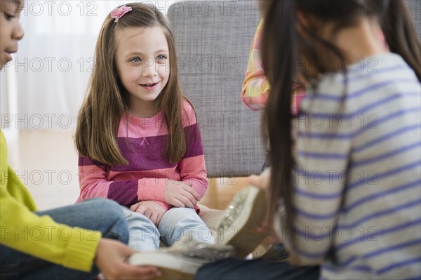 Children talking in living room