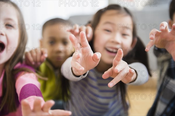 Children playing in living room