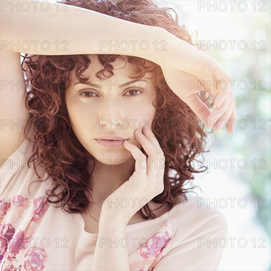 Close up of Hispanic woman's face