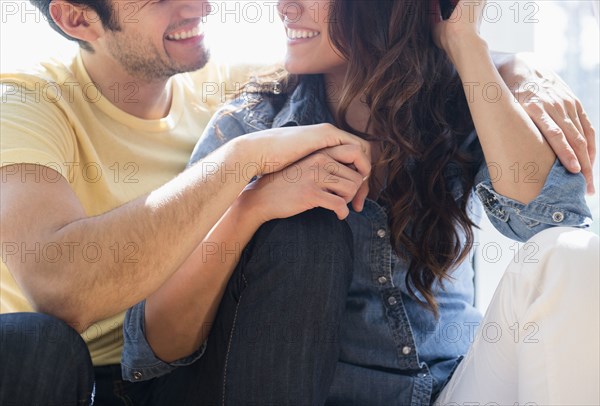 Smiling couple relaxing together
