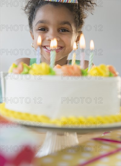 African American girl celebrating birthday