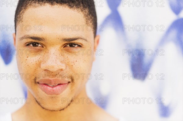 Close up of African American man smiling