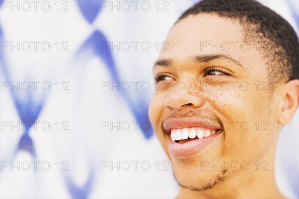 Close up of African American man smiling