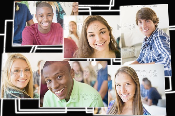 Collage of smiling faces of teenagers