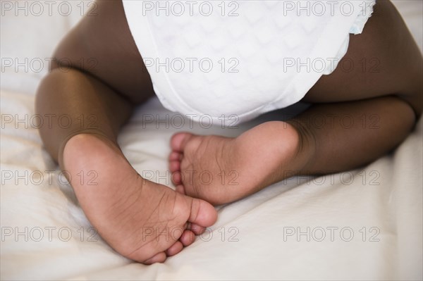 Close up of legs of Black baby boy