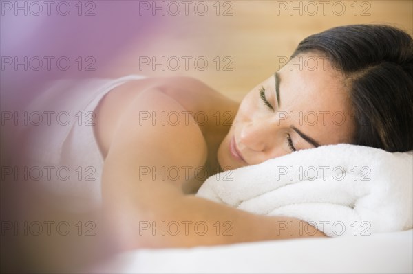 Close up of Caucasian woman sleeping in bed