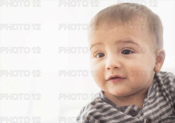 Close up of mixed race baby boy