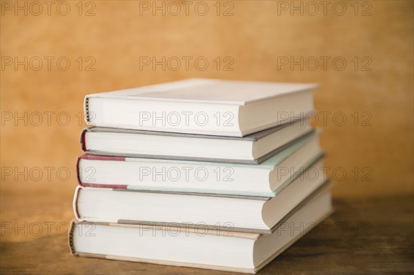 Close up of stack of books