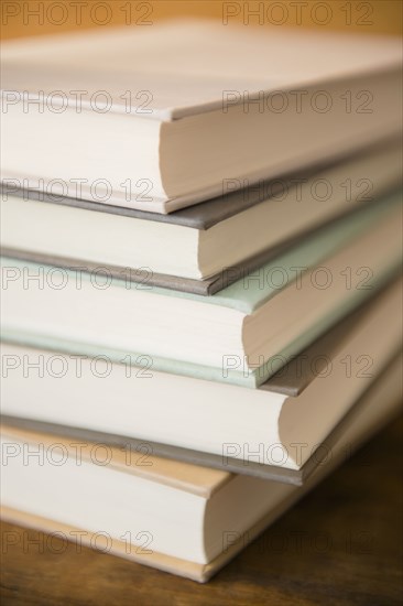 Close up of stack of books