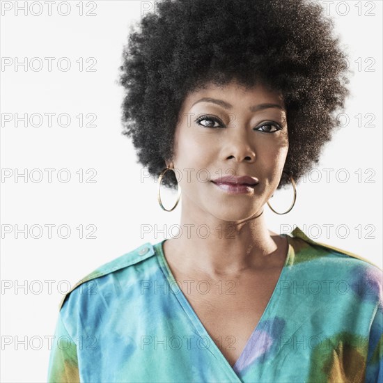 Close up of serious African American woman