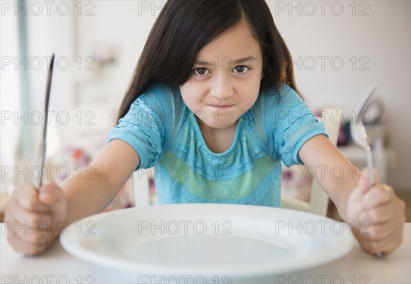 Hungry girl impatient for food