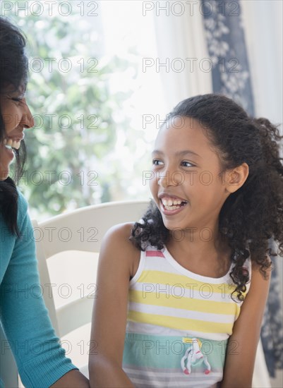 Mother and daughter talking