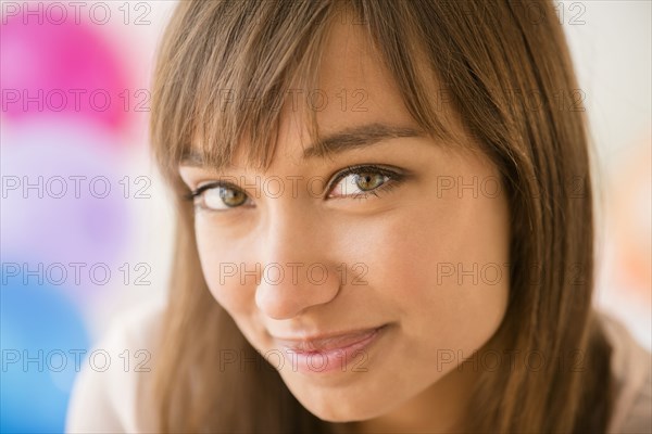 Mixed race woman smiling