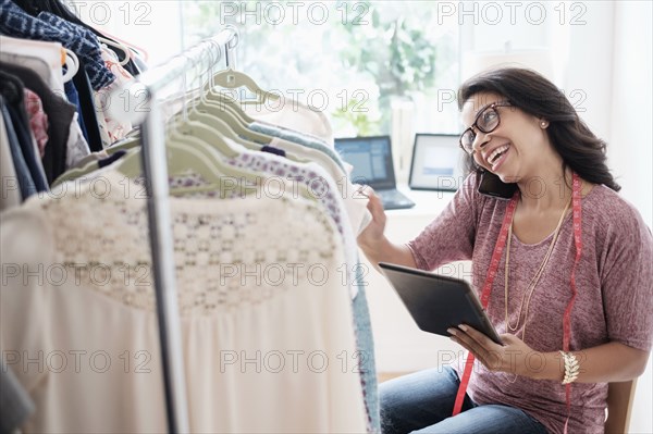 Mixed race designer working in studio