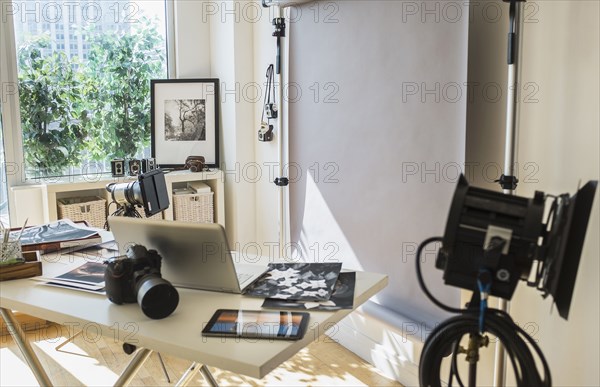 Desk in photography studio