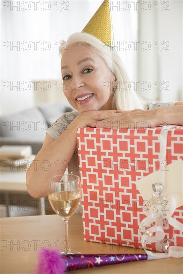 Caucasian woman celebrating birthday