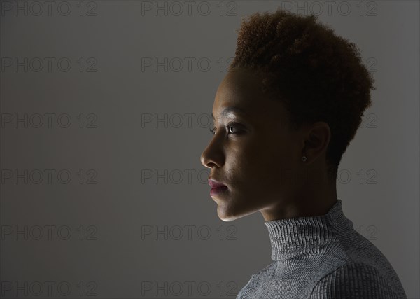 Profile of mixed race woman