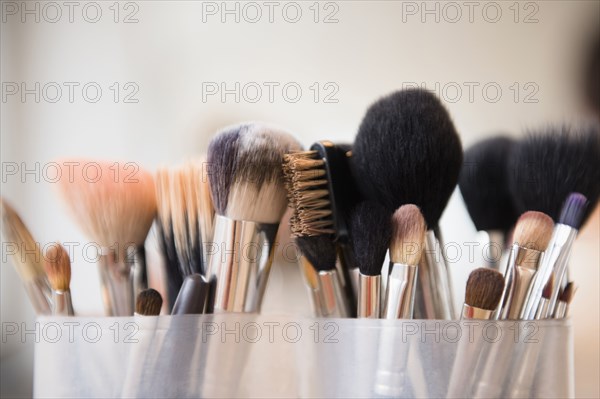 Close up of makeup brushes