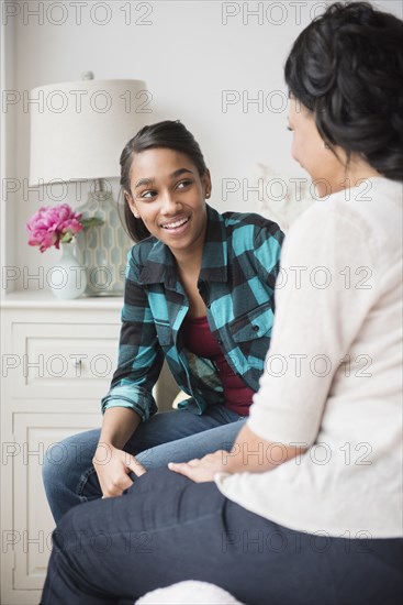 Mother and daughter talking