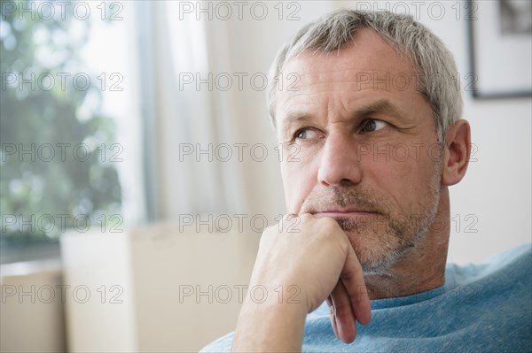 Pensive older Caucasian man