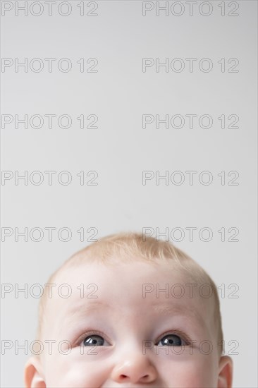 Top of face of Caucasian baby boy