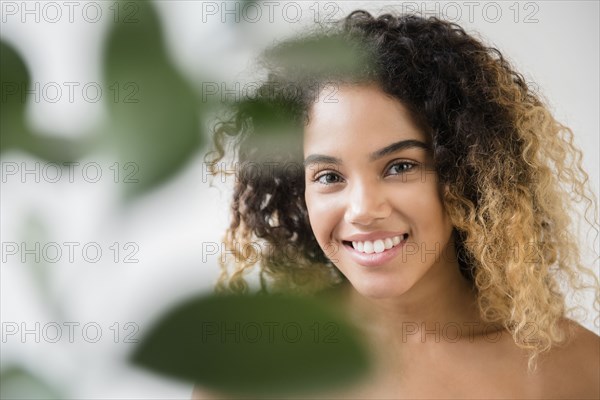 Close up of Mixed Race woman with bare shoulders