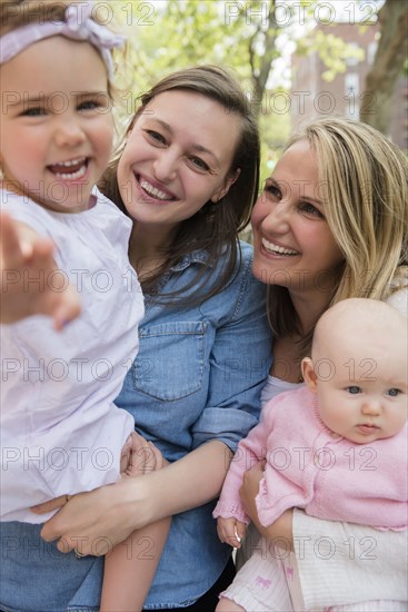 Portrait of Caucasian mothers and daughters