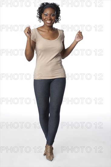 Excited African American woman