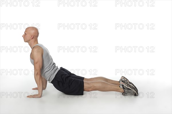 Caucasian man exercising