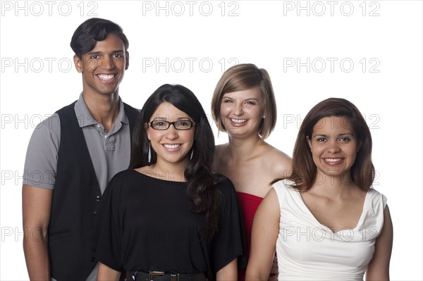 Smiling friends standing together