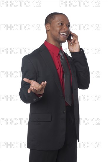 Businessman talking on cell phone