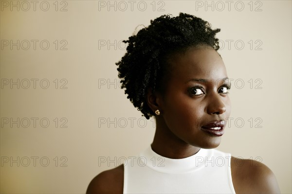 Black woman with serious expression