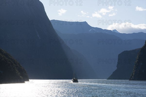 Boat in mountain river