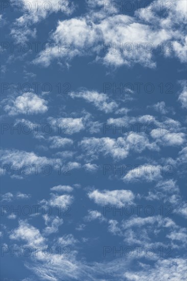 Puffy white clouds in blue sky