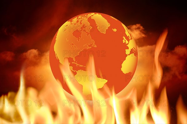 Globe in flames