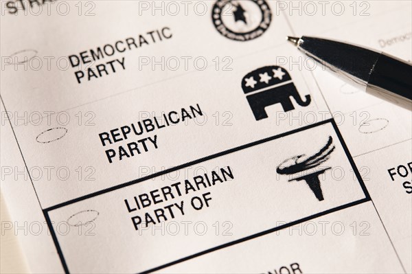 Close-up of voting ballot