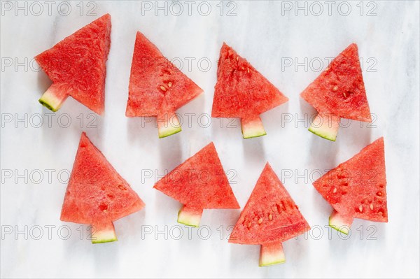 Studio shot of Christmas tree shape watermelon