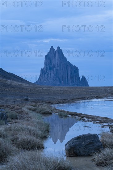 Desert landscape with Ship Rock