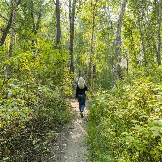 Rear view of woman walking