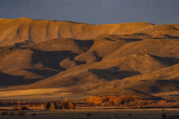 Rural landscape and foothills at dusk