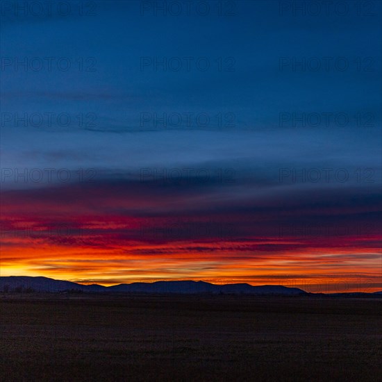 Sunset sky over foothills