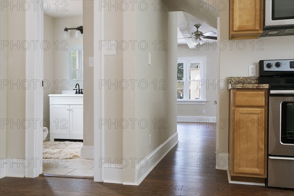 Kitchen and bathroom in residential house